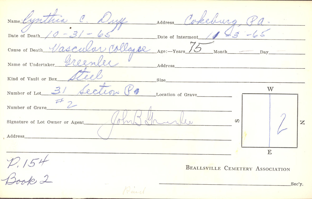 burial card